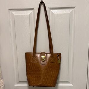 Dooney & Bourke Tan Leather Tote Bag | Gold Hardware | Classic Structured Purse